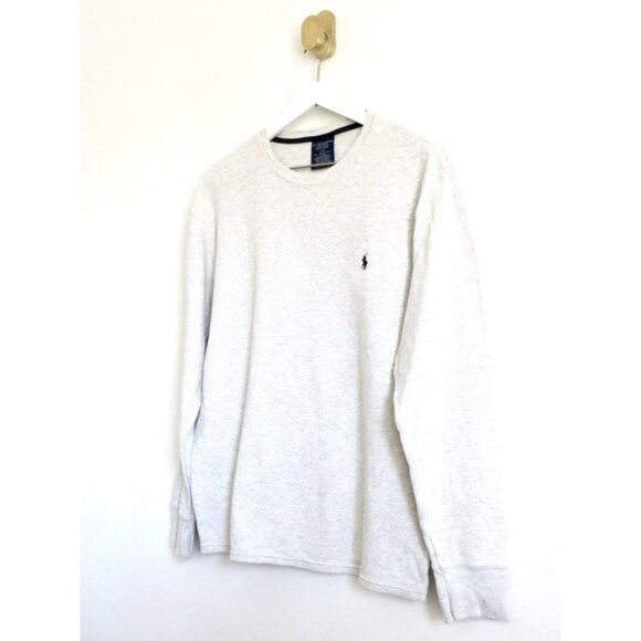 Polo Ralph Lauren Waffle Knit Thermal Sleepwear Shirt Light Gray Youth SZ L - Picture 3 of 7